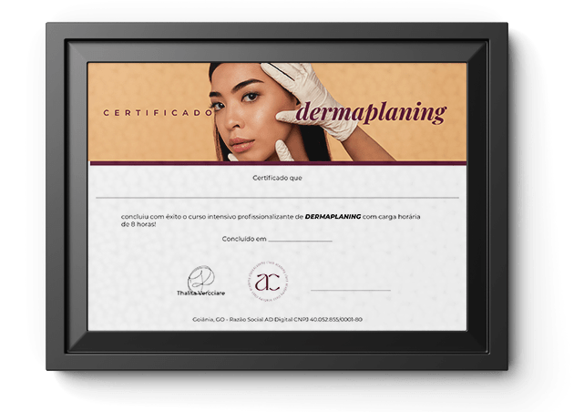 Certificado de conclusão do Curso de Dermaplaning Online da Academy Class
